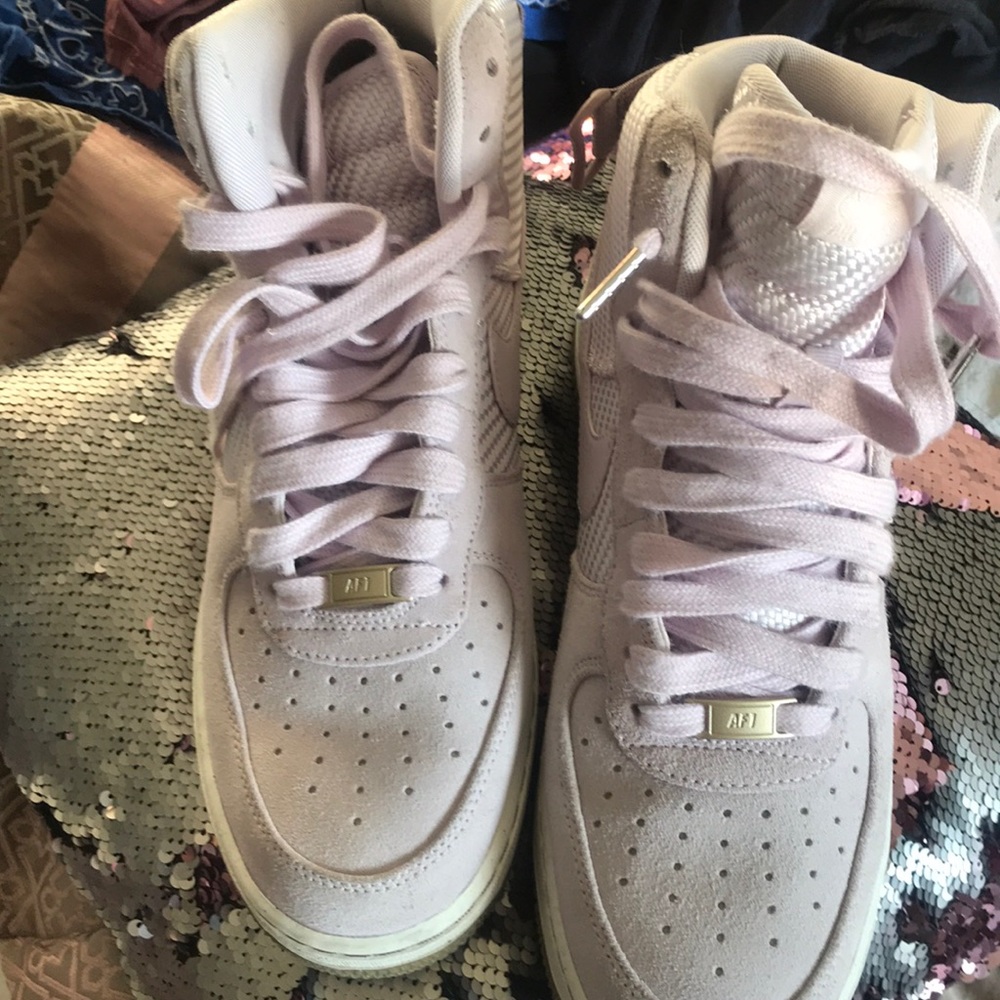 Lavender high top Air Force 1s